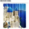 Vattentät Tyg 3D Lighthouse Dusch gardin för badrum Hot Sale Cortinas Ducha Beach Sea Moon Dusch gardin