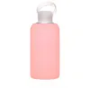 Mode farbenfrohe 500 ml Glaswasserflasche Glas Schönes Geschenk Frauen Wasserflaschen mit schützender Siliziumgehäuse Neuankömmlinge 9287592