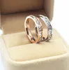 Fashion Silver Titanium Steel Light Diamond Ring, Titanium Steel Jewelry Couple Diamond Diamond Ring Female Double Row Rose Gold Ring