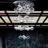 Modern Glass Bubble Dining Room Ceiling Pendant Light Restaurant Bar Counter Hanging Round Stainless Steel Top Base Stair Case Pendant Lamp