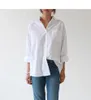 Camisas casuales para mujer 2018 Recién llegado Blusa de talla grande Camisa de manga larga con botones de bolsillo Camisa blanca S-3XL Camisa de gran tamaño M18020904