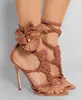 2018 Femmes Noué Tissé sandales En Cuir fleur À Talons Hauts Sandales Gladiateur Parti Pompes Sandalias Sexy Femmes À Franges Chaussures