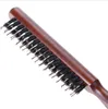 Pro Salon manche en bois poils de sanglier naturel brosse à cheveux peigne moelleux Anti perte coiffure coiffure outil de barbier