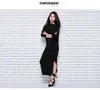 17Autumn And Winter Fashion Korean Women Sweater Knit Dress Slit Skirt Suit Two-Piece Cashmere Sweater Authentic