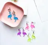 Härlig harts transparent flamingo dangle örhängen för kvinnor damen söta djur örhängen brincos 4 färger mode smycken