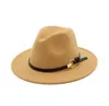 Men039s Fedora Hat For Gentleman Woolen Wide Brim Jazz Church Cap Band Wide Flat Brim Jazz Hats Stylish Trilby Panama Caps EEA72978758