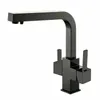 Rolya Square Style Black Tri Flow Kök Kran Borstat Sink Mixer Chrome 3 Way Water Filter Tap