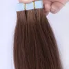 Peruaanse Menselijk haar Zijde rechte golf 14-26 ''Huid Inslag 10ATape in hair Extensions donkerbruin #2 3g per stuk 80 stks L250K