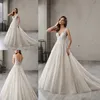 2019 Sexy Eddy K Couture Brautkleider A-Linie mit V-Ausschnitt Mermaid Backless volle Spitze Vestidos De Noiva Applikationen Pailletten wulstige Brautkleider