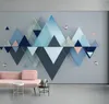 New Arrival Custom 3d Photo Wallpaper 3d Blue Geometric Triangles Splicing Nordic Style Bedroom Sofa TV Background Wall Decoration