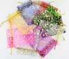 500pcs bronzing yarn bags Gift Jewelry bags Stars Moon Earrings Bracelet storage bag Colourful gauze bags 9 * 12CM