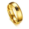 Free Engraving 6mm Couples King and Queen Rings Personalized Stainless Steel Wedding Rings with Crown King & Queen Design