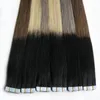 10"-26 Inches Tape In Extensions Ombre 40pcs Non-Remy Balayage Human Hair 100g Straight Ombre Skin Weft Hair Extensions