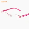 Mody damskie metalowe okulary wykwintne ramy spektaklowe halfrimmed optyczne recepty krótkowzroczność Kobiety 8496485