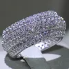 Prachtige Luxe Sieraden Victoria Nieuwe Collectie Unieke Desgin 925 Sterling Zilver Pave White Sapphire CZ Diamant Edelstenen Vrouwen Cirkel Ring