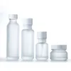 50 110 150ML frosted glass bottle Cream Jar with white pump& lid for serum/lotion/emulsion/foundation cosmetic packing