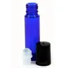 12 Empty 10ml Cobalt Blue Glass Essential oil Roll on Bottles with Stainless Steel Roller Ball for perfume 3ml dropper included