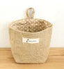 Boîte de rangement de style Zakka, en jute avec doublure en coton, panier pour articles divers, mini sac de rangement de bureau, sacs suspendus, 1 pièce/lot, vente en gros