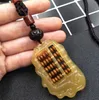 Trendy natural goat horn pendant ruyi abacus necklace for men and women carving and playing fidelity bodhi ping suan sweater chain gifts