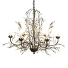 Vintage Crystal Chandelier Lighting Iron Edison Pendant Light 8 Heads Black Chandelers Home Decor American Village Style