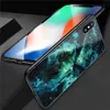 Coque arrière en verre trempé TPU avec peinture de luxe Star Sky Design peau de téléphone portable pour IPhone X 8 7 6 Plus Samsung S8 Plus