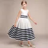 Piękne Ivorynavy Blue Taffeta Jewel Girls 'Controski Klątki Dziewczyna sukienki Wakacje Sukienki Urodzinowe spódnica niestandardowa rozmiar 2264J