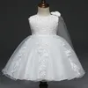Baby flicka klänningar 3 6 9 12 18 24 månader vit spets bröllopsklänning blomma prinsessa första födelsedag nyfödda tjej fest klänning 2c22a