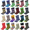 20 Pairs/lot Creative Men's Colorful Striped Cartoon Combed Cotton Happy Socks Crew Wedding Gift Casual Crazy Funny Socks Crazy