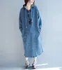 Denim Robe Automne et hiver Coréen Casual Casual Capuche à capuche longue manches en vrac fille de grande taille Vêtements pour femmes