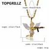 Topgrillz 2018 Ny stil Hip Hop Men Smycken Halsband Koppar Guldfärg Pläterad Iced Out CZ Stone Cupid Angel Hänge Halsband