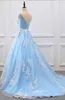 Nowe sukienki wieczorowe 2021 Arabski Arabski ramię seksowne aplikacje koronkowe niebieskie sukienki balowe długie formalne suknie wieczorowe 8696118