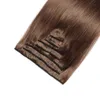 10inch-24inch Brasilian Remy Capelli clip nelle estensioni dei capelli umani 7pcs / set 100 gram 8 marrone chiaro