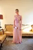 Qatar 2024 Sexy Sheer Back Pink Evening Dresses Floor Length Special Occasion Long Evening Gown With Beaded Lace HY1492