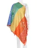 Rainbow Beach Handdoek 100% Katoen Hoge Kwaliteit Tapestry Yoga Mat Kleurrijke Patroon Groothandel 75 * 150 cm