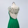 Emerald Green Vestidos de Fiesta Prom Elbiseler Kollu Şifon Boncuklu Şeffaf 2019 Resmi Parti Elbiseleri 8099498