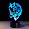 Cheval 3D illusion veilleuse 7 LED qui change de couleur lampe de bureau tactile chambre décor # T56