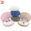 Hela 10st Shell Form Velvet Engagement Wedding Party Ring Case Cute Earrings Halsband Pendant Smycken Display Storage Organ151n