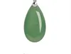 iSTONE Green Jade Water Drop Pendant Necklaces With 925 Sterling Silver Necklace 100% Natural Gemstone Fine Jewelry for Women