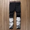Pantalones vaqueros ajustados desgastados y desgastados para hombre, pantalones vaqueros ajustados de diseñador de moda para motocicleta, motociclista, pantalones vaqueros para hombre JS18711201t