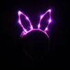 Çocuklar Yetişkinler Bunny Kulakları Yanıp Sönen LED Glow Kafa Hairband Kadınlar Bar KTV Gece Kulübü Elbise Dekor Glow Parti Malzemeleri QW7102