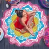 147*147CM Round Yoga Mat Towel Tapestry Tassel Decor With Flowers Pattern Circular Tablecloth Beach Picnic Mat