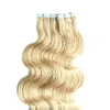 2,5 g / pc 18 "20" 22 "24" Remy Tape in Menselijk Haarverlenging Naadloze Body Wave Virgin Haar Skin Inslagband Hair Extensions 100g 40pcs / Pac