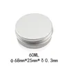 Lege zilveren aluminium potten 60ml navulbare metalen tin 2 oz cosmetische containers ambachten LX1245