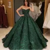 Green Ball Gown Prom Dresses Sweetheart Ruffle Lace Appliques Sequins Floor Length Luxury Girls Pageant Dress Quinceanera Dresses