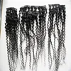 8 stycken / uppsättning Curly Clip In Human Hair Extensions Brasilianska Virgin Hair 100 gram 4b 4c Clip In Human Hair Extensions