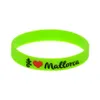 100 stks Love Mallorca Silicone Rubber Armband Fashion Decoration Logo Groene volwassen grootte voor toeristische souvenirs Gift