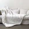 1pc Handmade Chunky Knitted Blanket Thick Yarn Merino Wool Bulky Knitted Blanket Warm Winter Sofa Bed Home Decor Throws Blankets