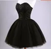 Korte prom-jurk Zwart Lace Up Princess Sweetheart Beading Fashion