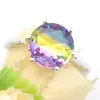 Luckyshine 10pcs lot 925 Sterling Silver Plated Round Bi colored Tourmaline Gems Colorful Cz For Women Ring Gift Party Holiday Jewelry Ring
