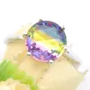 Charm Kvinnor Ringar 5 st Lot Rund Bi Färgade Tourmaline Gems 925 Sterling Silver Plated CZ Bröllop Ring USA Storlek 7 8 9